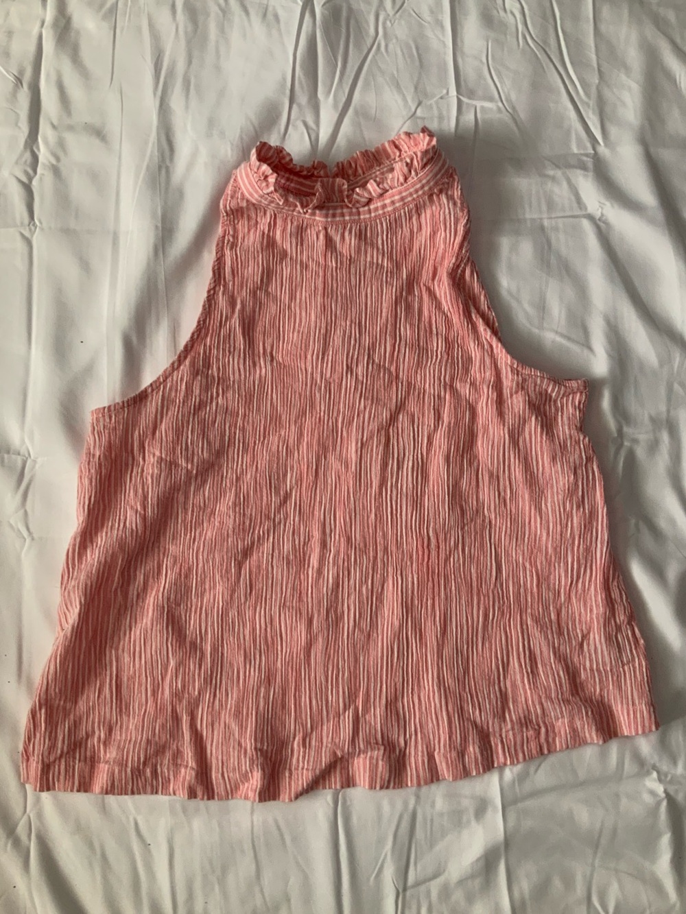 Universal Thread Pink Ruffled Mock Neck Sleeveless Tank